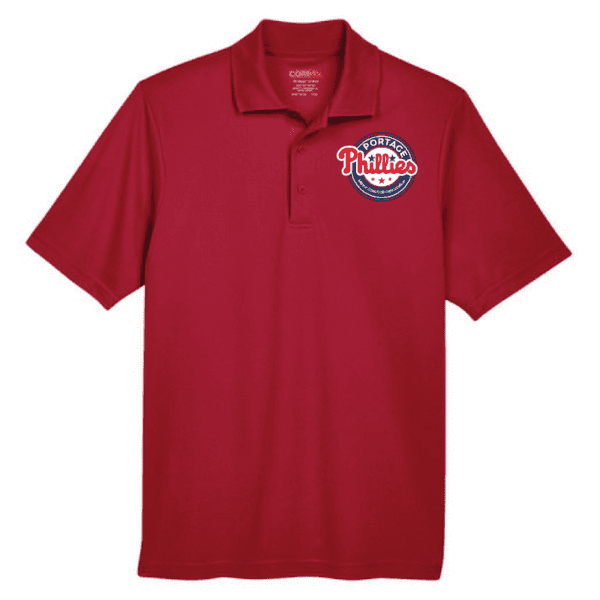 Red 88181 Core365 Origin Performance Piqué Polo with Portage Phillies logo